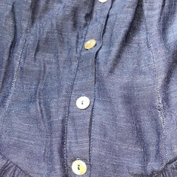 NEW LISTICLE Navy Dusty Blue Gauzy Prairie Style Button Front Romper Large - Picture 9 of 10